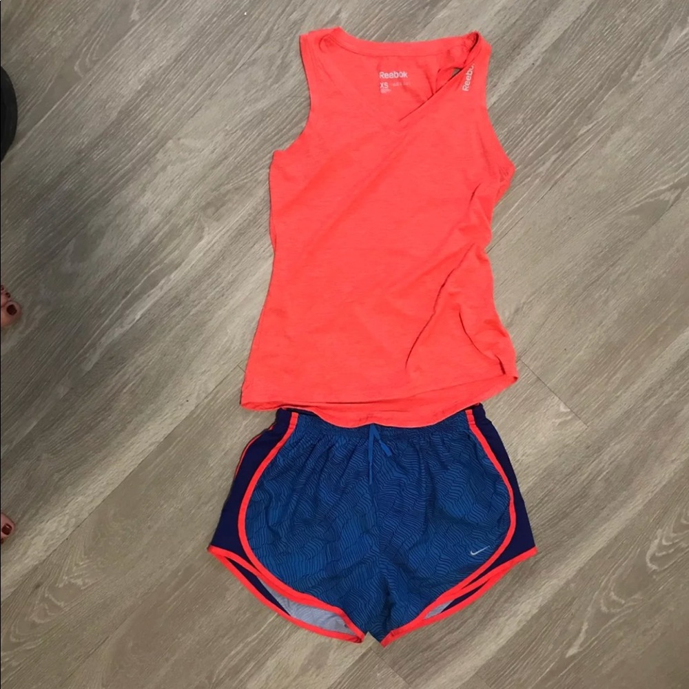 Nike small shorts and Rebook xs top outfit
